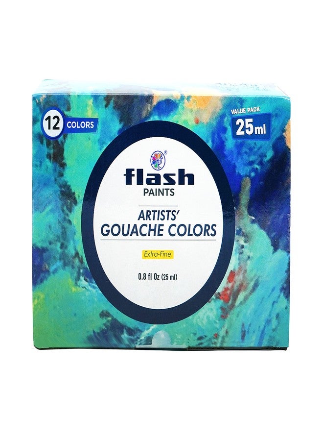 Flash Gouache Paint Set | 12 Colors | 25 Ml, 0.8 Fl Oz Each | Matt Finish | Rich Pigments Vibrant Non Toxic Paints For Professional Artists Hobby Painters & Kids (Set Of 12 Colours), Multi - Image 2